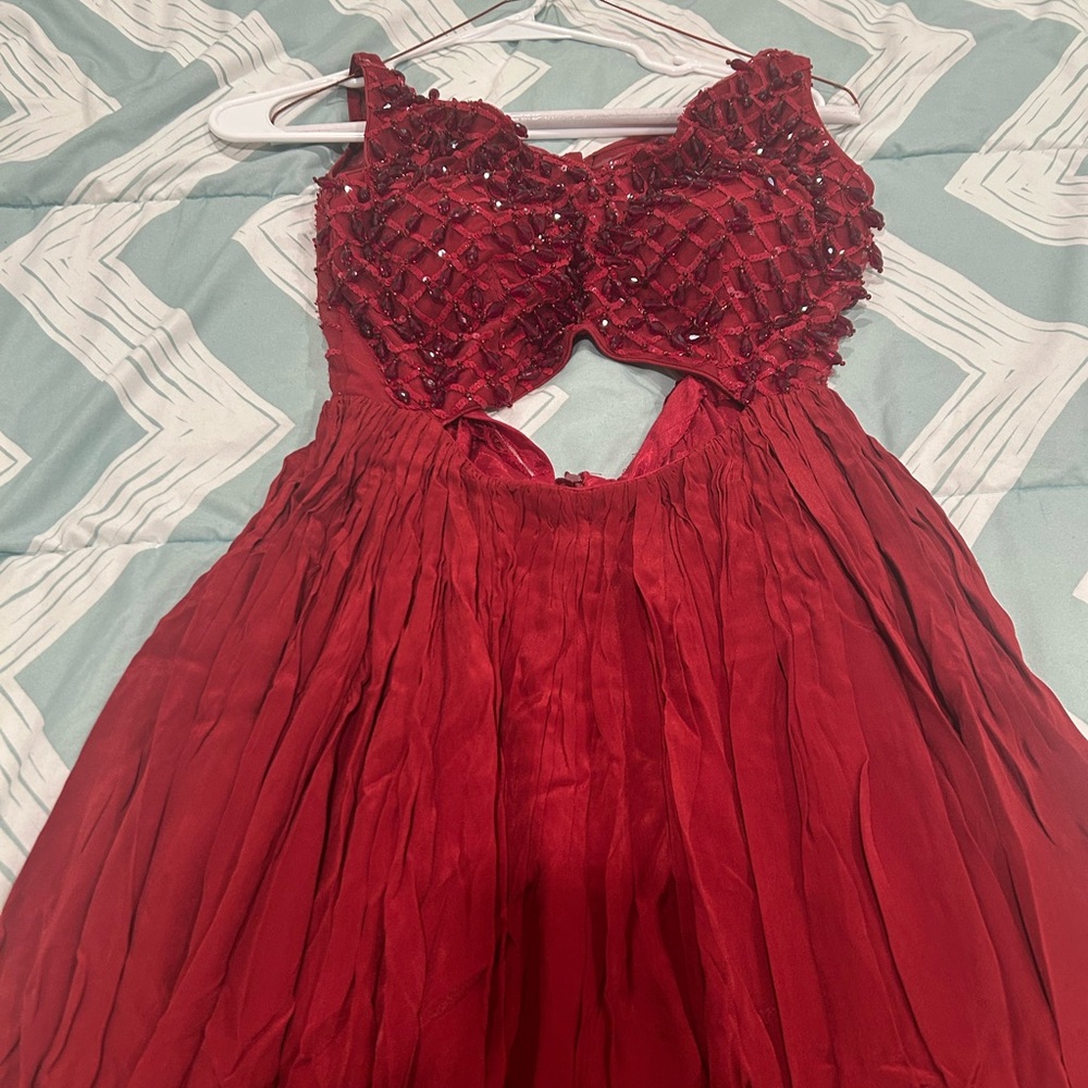 Elegant Red Beaded Dress jumpsuit